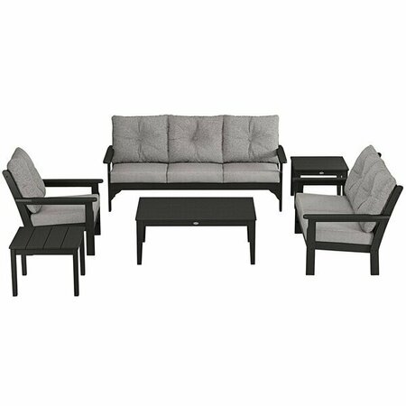 POLYWOOD Vineyard Black / Grey Mist 6-Piece Deep Seating Patio Set 633PWS31B498